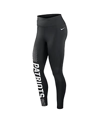 Women's Nike Black New England Patriots Yard Line Crossover Leggings