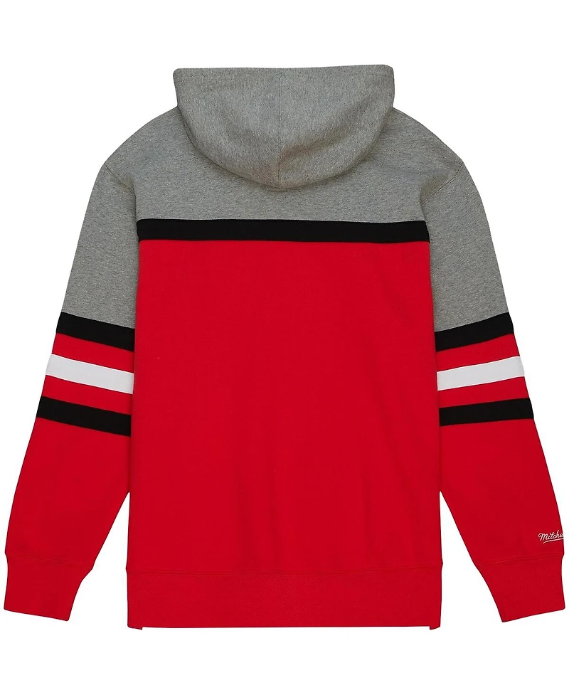 Men's Mitchell & Ness Red, Gray Carolina Hurricanes Head Coach Pullover Hoodie