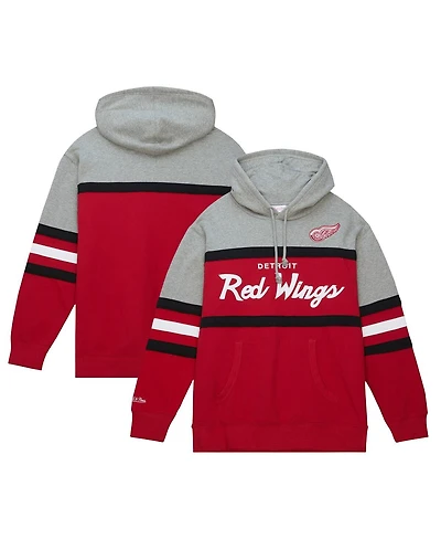 Men's Mitchell & Ness Red, Gray Detroit Red Wings Head Coach Pullover Hoodie