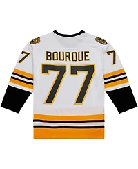 Men's Mitchell & Ness Ray Bourque White Boston Bruins Captain Patch 1989/90 Blue Line Player Jersey