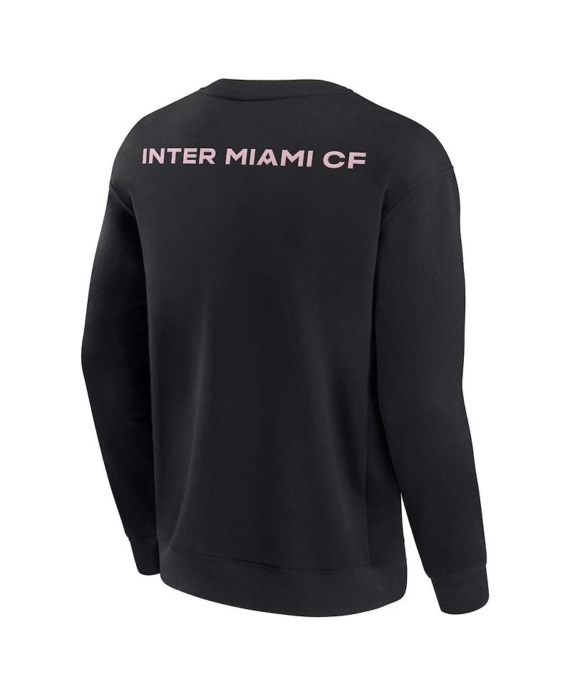 Men's and Women's Fanatics Signature Black Inter Miami Cf Super Soft Fleece Crew Sweatshirt