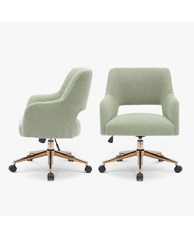 Mid-Century Modern Swivel Office Vanity Chair with Wheels (Set of 2)