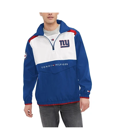 Men's Tommy Hilfiger Royal, White New York Giants Carter Half-Zip Hooded Top