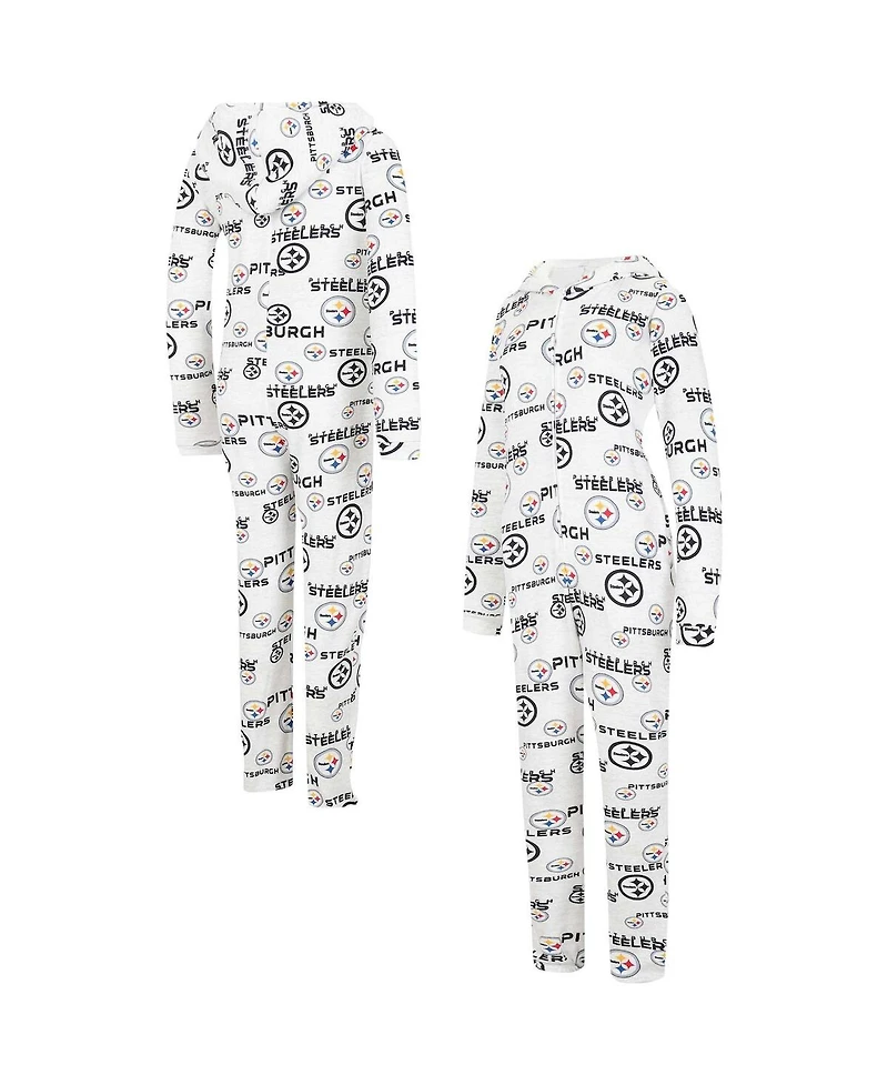 Women's Concepts Sport Cream Pittsburgh Steelers Docket Hoodie Full-Zip Union Suit