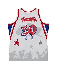 Men's Mitchell & Ness x Tats Cru White Philadelphia 76ers Hardwood Classics Fashion Jersey