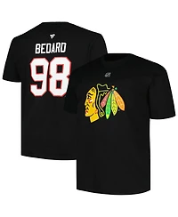 Men's Profile Connor Bedard Black Chicago Blackhawks Big and Tall Name and Number T-shirt
