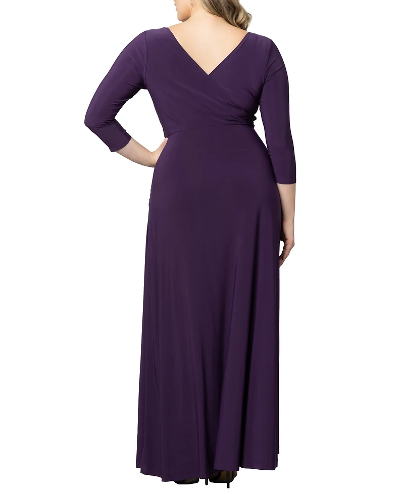 Kiyonna Plus Size Gala Glam V Neck Evening Gown