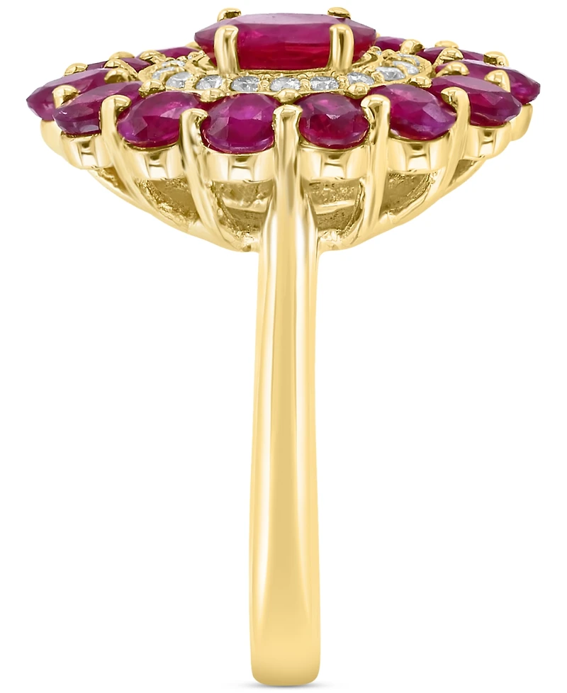 Effy Ruby (4-1/3 ct. t.w.) & Diamond (1/5 ct. t.w.) Flower Ring in 14k Gold
