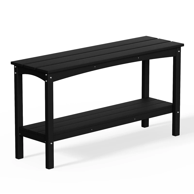 55" Outdoor Patio Hdpe Adirondack 2-Tier Shelf Console Table