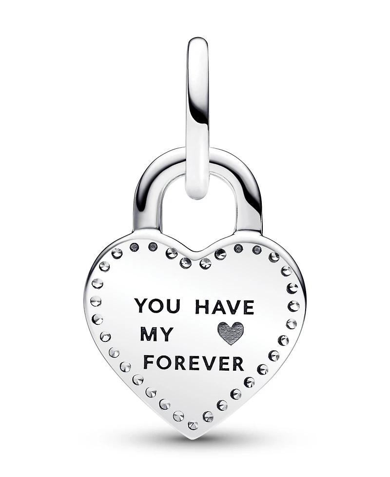 Pandora Sterling Silver and 14K Rose Gold Padlock Heart Charm
