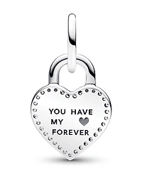 Pandora Sterling Silver and 14K Rose Gold Padlock Heart Charm