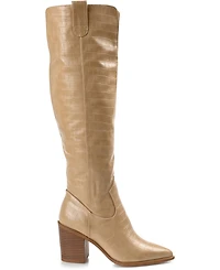 Journee Collection Women's Therese Wide Width Wide Calf Block Heel Knee High Dress Boots