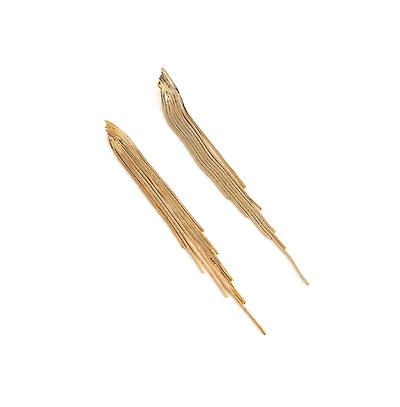 Sohi Women's Gold Metallic Chain Drop Earrings