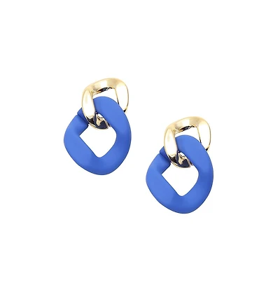 Sohi Women's Blue Chain-link Drop Earrings