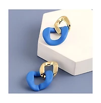 Sohi Women's Blue Chain-link Drop Earrings