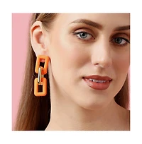 Sohi Women's Orange Chain-link Drop Earrings