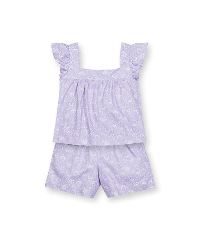 Hope & Henry Baby Girls Flutter Sleeve Faux Top Pull-On Linen Romper