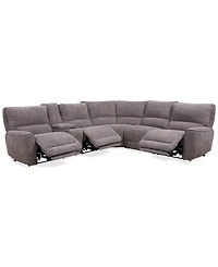 Closeout! Deklyn 129" 6-Pc. Zero Gravity Fabric Sectional with 3 Power Recliners & 1 Console, Created for Macy's