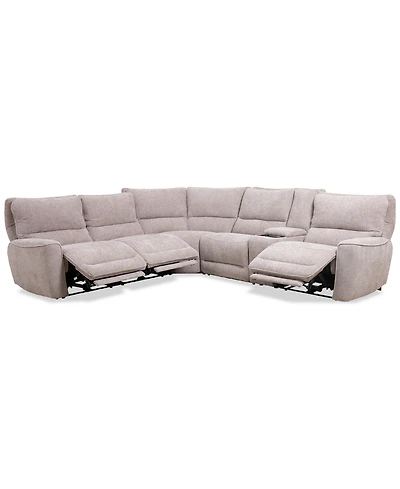Closeout! Deklyn 129" 6-Pc. Zero Gravity Fabric Sectional with 3 Power Recliners & 1 Console, Created for Macy's