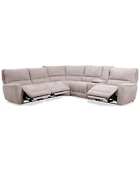 Closeout! Deklyn 129" 6-Pc. Zero Gravity Fabric Sectional with 3 Power Recliners & 1 Console, Created for Macy's