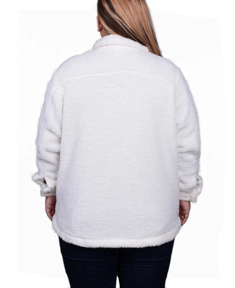 Ny Collection Plus Long Sleeve Button Front Sherpa Jacket