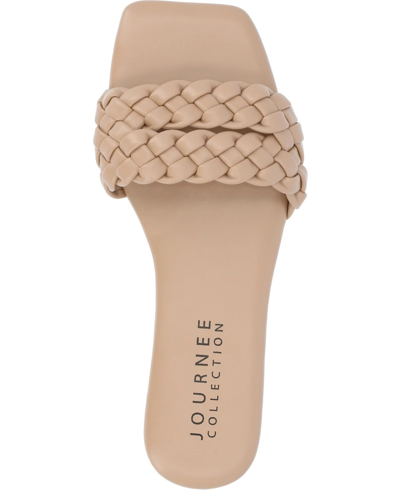 Journee Collection Women's Sawyerr Braided Single Band Flat Sandals