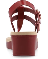 Journee Collection Women's Bianca Double Buckle Platform Wedge Sandals