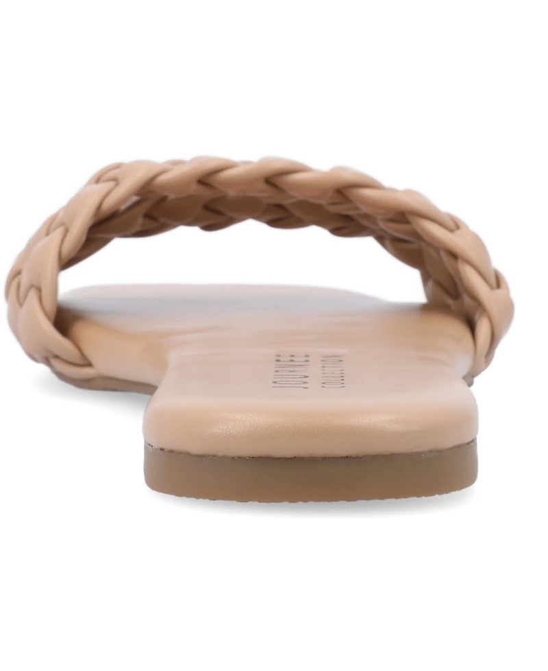 Journee Collection Women's Sawyerr Braided Single Band Flat Sandals