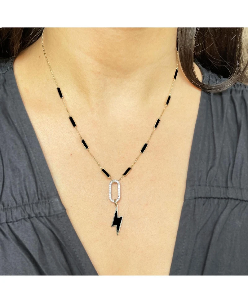The Lovery Onyx Bar Chain Necklace 14K Gold