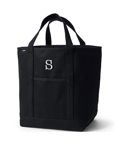 Lands' End Large Solid Color 5 Pocket Open Top Canvas Tote Bag