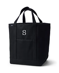 Lands' End Large Solid Color 5 Pocket Open Top Canvas Tote Bag
