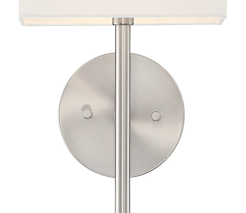 Possini Euro Design Favreau Modern Wall Light Sconce Brushed Nickel Hardwire 8" Fixture Rectangular Linen for Bedroom Reading Living Room Hallway