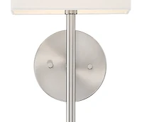 Possini Euro Design Favreau Modern Wall Light Sconce Brushed Nickel Hardwire 8" Fixture Rectangular Linen for Bedroom Reading Living Room Hallway