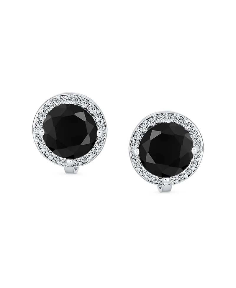 Bling Jewelry Classic 2CT Round Cz Cubic Zirconia Solitaire Halo Clip On Stud Earrings Non Pierced 7MM