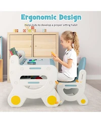Kids Drawing Table & Chair Set for Reading Playing with Pens & Blackboard Eraser