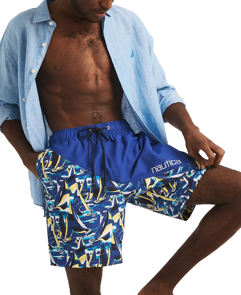 Nautica Men's Heritage Diagonal Full Elastic 8" Swim Trunks