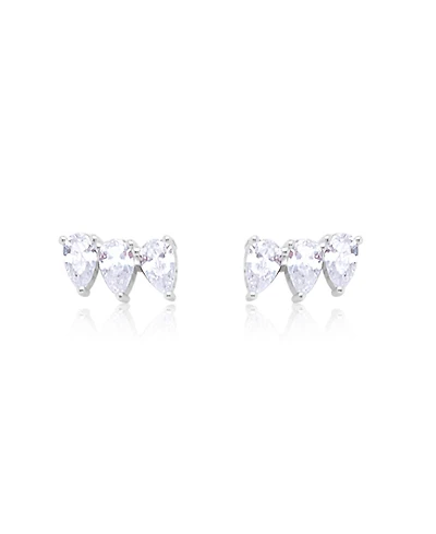 Etoielle White Gold Tone Cz Teardrop Studs Ear Climber Style Earrings