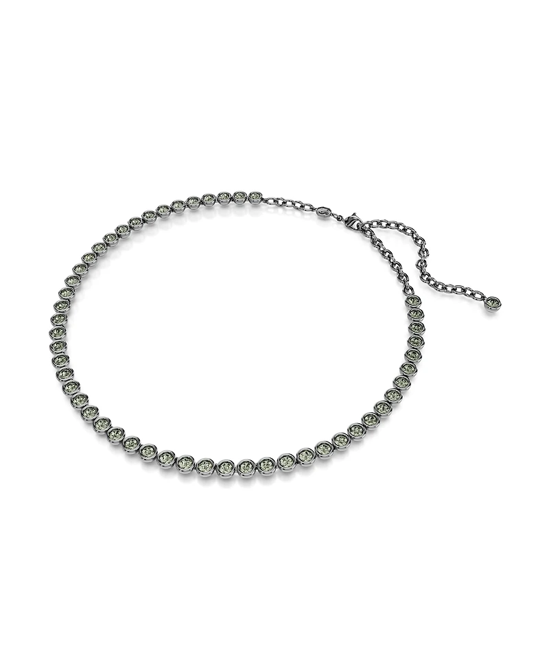Swarovski Round Cut, Gray, Ruthenium Plated Imber Tennis Necklace