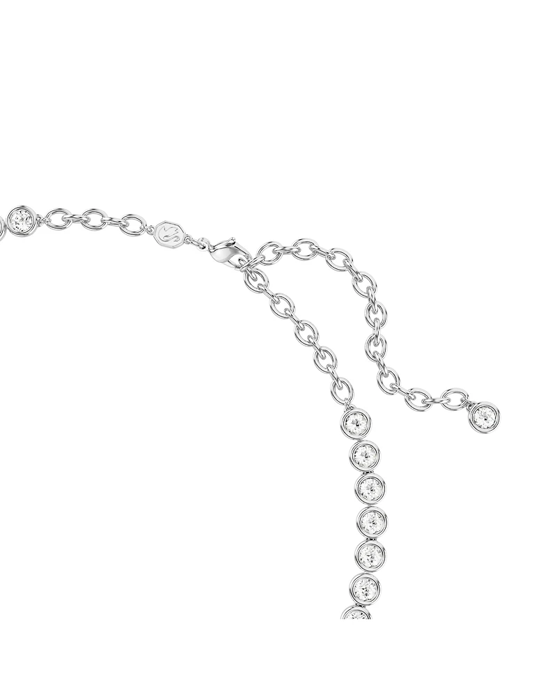 Swarovski Round Cut, White, Rhodium Plated Imber Tennis Necklace