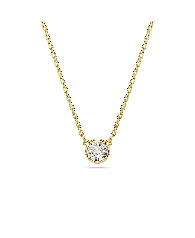 Swarovski Round Cut, White, Gold-Tone Imber Pendant Necklace