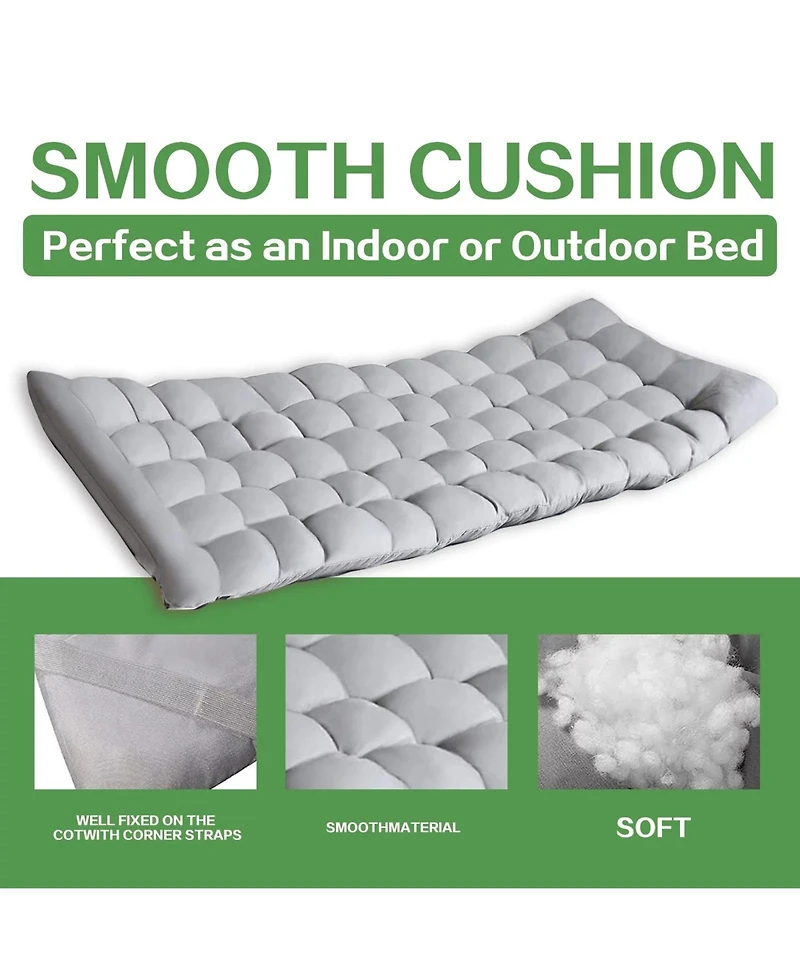 Folding Camping Cot with Removable Cotton Mattress for Office, Home and Beach, 450 lbs