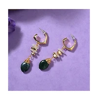 Sohi Women's White Textured Drop Earrings