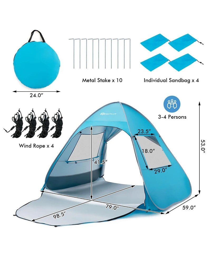 Automatic Pop-up Beach Tent with Carrying Bag