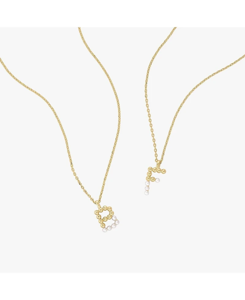 Cultured Pearl Pave Initial Necklace