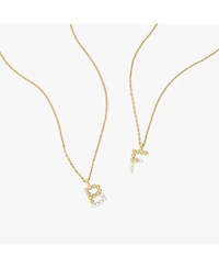 Cultured Pearl Pave Initial Necklace
