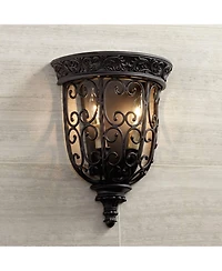 Franklin Iron Works French Scroll Rustic Wall Light Sconce Rubbed Bronze Hardwire 10 1/2" Fixture for Bedroom Bathroom Vanity Reading Living Room