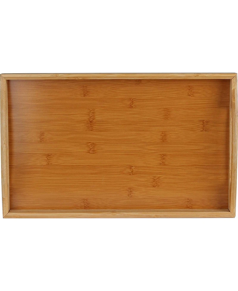 Serving Tray Bamboo - Wooden Tray with Handles - Great for Dinner Trays, Tea Tray, Bar Tray, Breakfast Tray, or Any Food Tray
