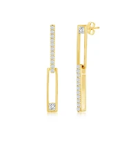 Sterling Silver or Gold Plated over Asymmetric Paperclip Cz Earrings