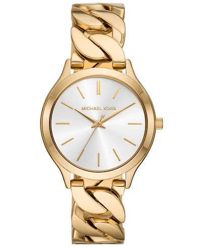 Michael Kors Women's Slim Runway Three-Hand Gold-Tone Stainless Steel Watch 38mm