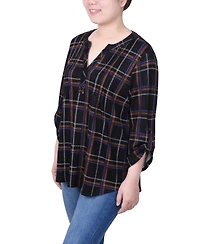 Ny Collection Women's 3/4 Roll Sleeve Top